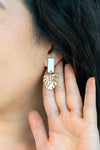 Shop Belize Earrings - Gold Monstera-Lightweight gold monstera leaf earrings with shimmery neutral acrylic studs. Tropical-inspired and hypoallergenic—perfect for everyday or resort-ready style.-available at Reef Love online boho-chic boutique