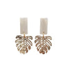 Shop Belize Earrings - Gold Monstera-Lightweight gold monstera leaf earrings with shimmery neutral acrylic studs. Tropical-inspired and hypoallergenic—perfect for everyday or resort-ready style.-available at Reef Love online boho-chic boutique
