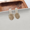 Shop Belize Earrings - Gold Monstera-Lightweight gold monstera leaf earrings with shimmery neutral acrylic studs. Tropical-inspired and hypoallergenic—perfect for everyday or resort-ready style.-available at Reef Love online boho-chic boutique