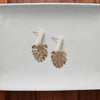 Shop Belize Earrings - Gold Monstera-Lightweight gold monstera leaf earrings with shimmery neutral acrylic studs. Tropical-inspired and hypoallergenic—perfect for everyday or resort-ready style.-available at Reef Love online boho-chic boutique