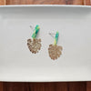 Shop Belize Earrings - Green with Gold Monstera-Mini green acrylic stud earrings with gold monstera charms. Lightweight, hypoallergenic, and full of tropical charm—perfect for everyday or vacation wear.-available at Reef Love online boho-chic boutique