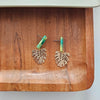 Shop Belize Earrings - Green with Gold Monstera-Mini green acrylic stud earrings with gold monstera charms. Lightweight, hypoallergenic, and full of tropical charm—perfect for everyday or vacation wear.-available at Reef Love online boho-chic boutique