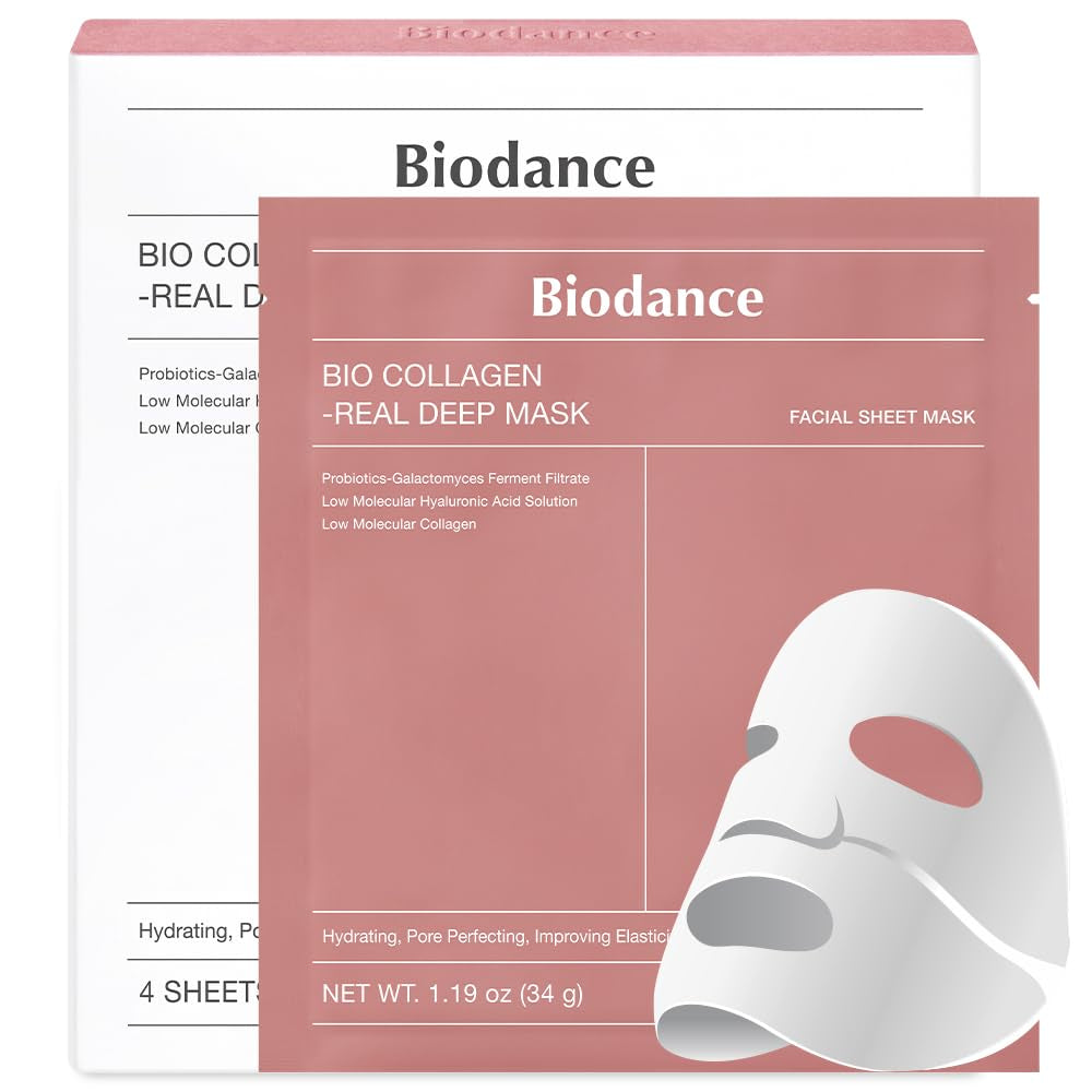 BIODANCE Bio-Collagen Real Deep Mask, Hydrating Overnight Hydrogel Mask, Pore Minimizing, Elasticity Improvement, 34G X16Ea