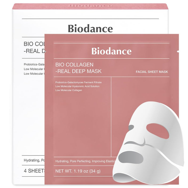 BIODANCE Bio-Collagen Real Deep Mask, Hydrating Overnight Hydrogel Mask, Pore Minimizing, Elasticity Improvement, 34G X16Ea