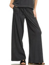 Black Ribbed Short Sleeve Tee and Pants Lounge Set-Black ribbed short sleeve tee & pants lounge set. Two-piece cotton-blend outfit with drawstring pants and ribbed knit texture for chic casual comfort.-Reef Love