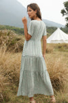 Bloom + Breeze Ruffle Maxi Dress-Bloom & Breeze Ruffle Maxi Dress, a romantic floral piece designed to make a statement. This flowy maxi dress features a flattering deep V-neckline and cascading ruffle details.-Reef Love Boho-Chic Boutique