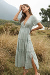 Bloom + Breeze Ruffle Maxi Dress-Bloom & Breeze Ruffle Maxi Dress, a romantic floral piece designed to make a statement. This flowy maxi dress features a flattering deep V-neckline and cascading ruffle details.-Reef Love Boho-Chic Boutique
