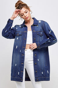 Blue Age Distressed Longline Denim Jacket-Reef Love