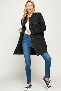 Blue Age Distressed Longline Denim Jacket-Reef Love