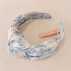 Blue And White Toile Knotted Headband-Blue And White Toile Knotted Headband Made from silky satin fabric, this headband features a classic blue and white toile print and a stylish knotted center detail.