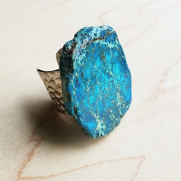 Blue Regalite Chunky Ring- Boho Chic Styles by Reef Love