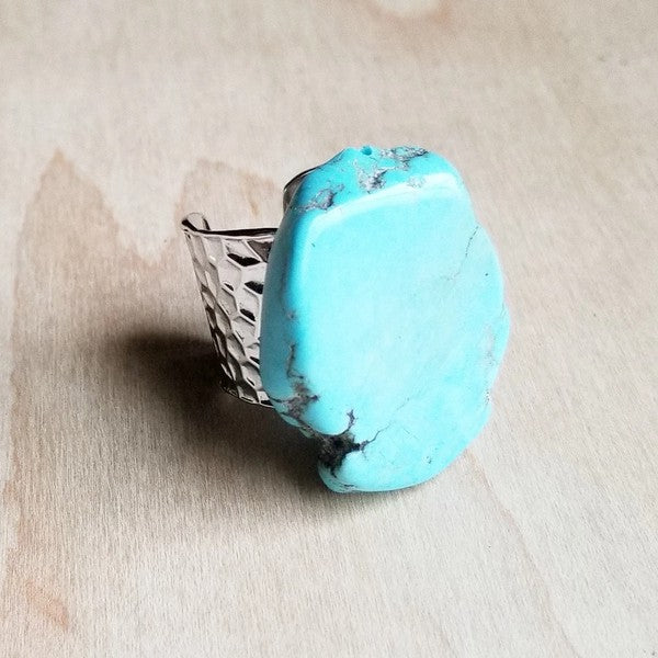 Blue Turquoise Slab Ring- Boho Chic Styles by Reef Love