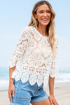 Bohemian Lace Crochet Half Sleeve Blouse