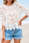 Bohemian Lace Crochet Half Sleeve Blouse