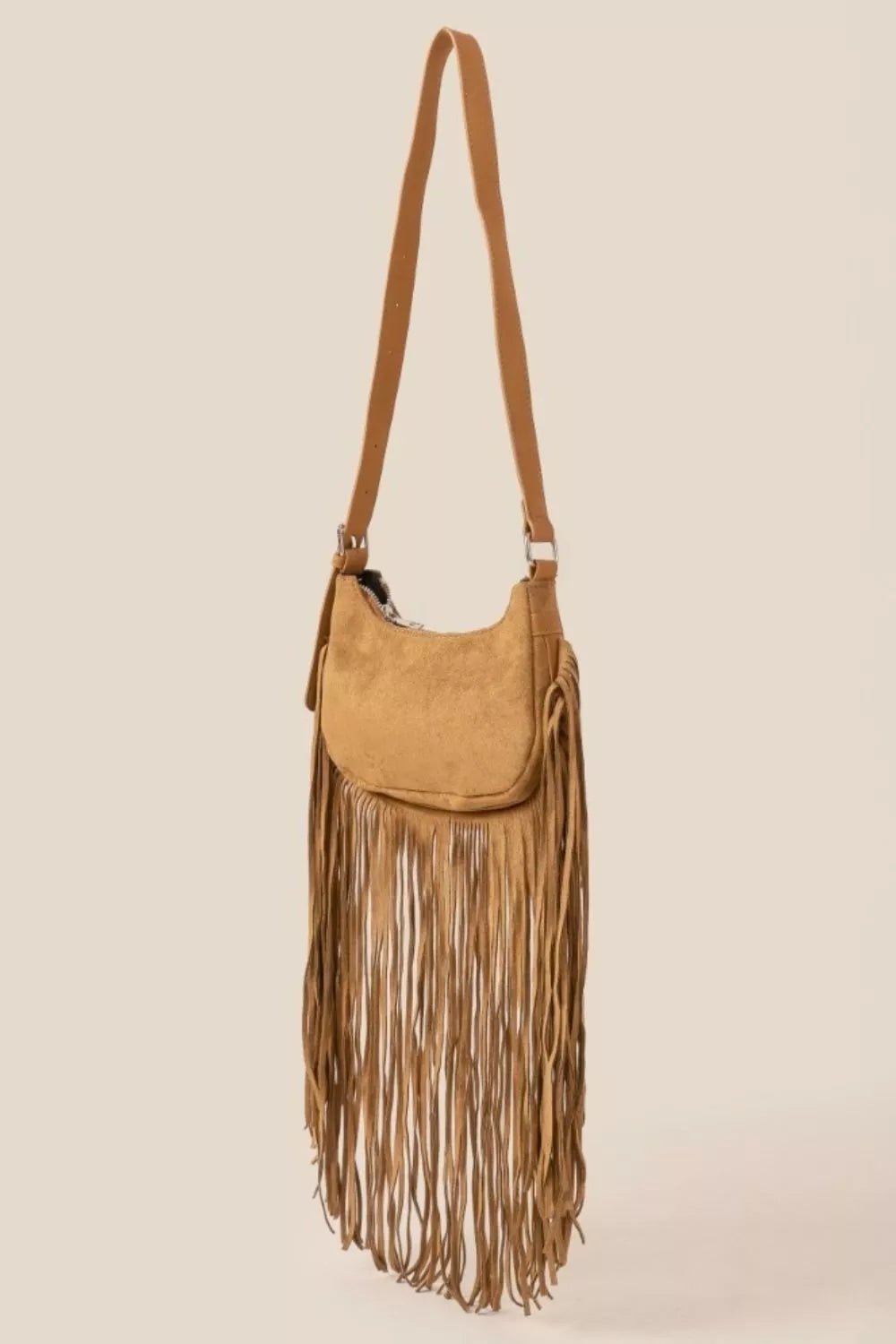 Boho - Chic Suede Fringe Crossbody Bag - Reef Love