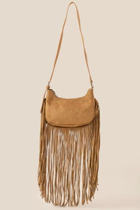 Boho - Chic Suede Fringe Crossbody Bag - Reef Love