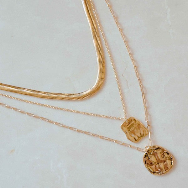 Boho Romantic Layered Necklace, 18k Gold Plated