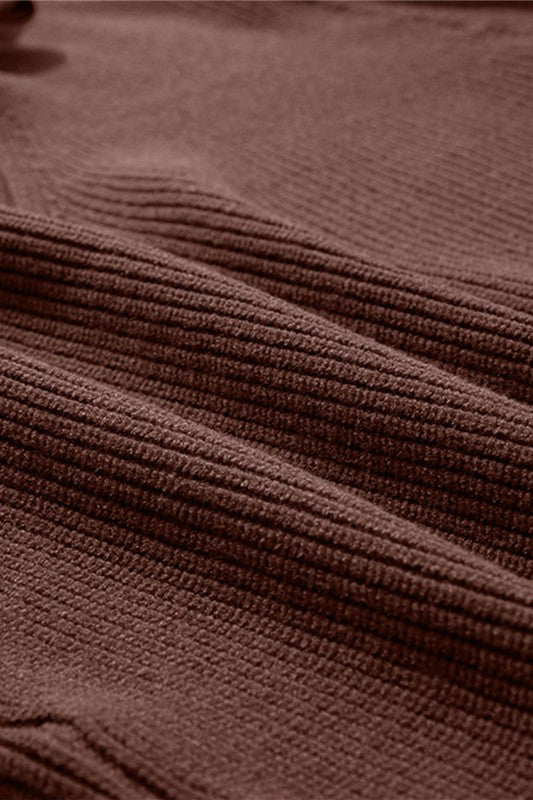 Bow Back Lantern Sleeve V-Neck Sweater-Reef Love