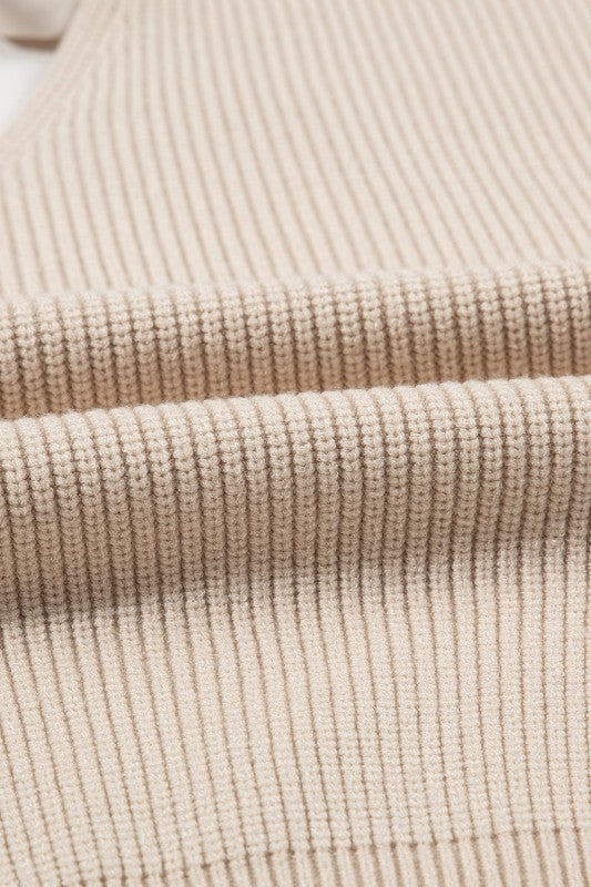 Bow Back Lantern Sleeve V-Neck Sweater-Reef Love