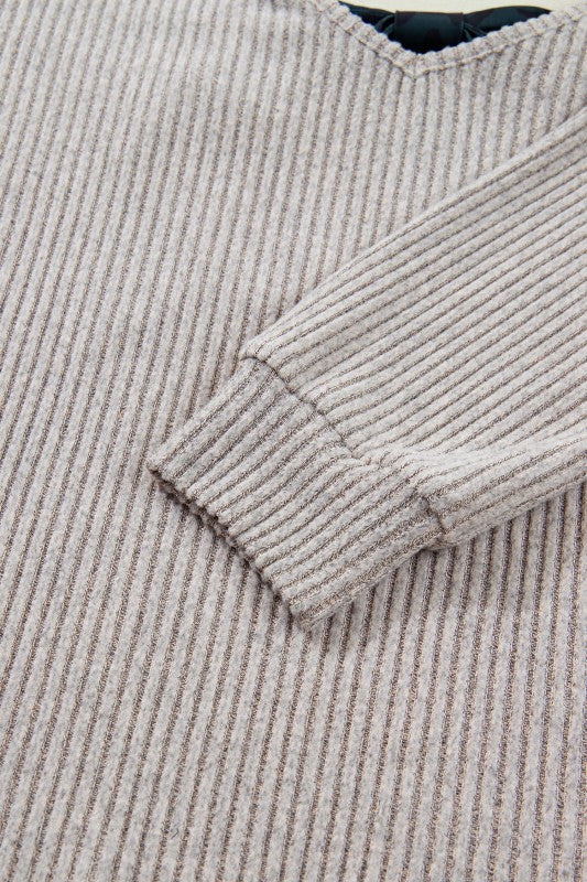 Bow Back Ribbed Knit V-Neck Drop Shoulder Top- Boho Chic Styles by Reef Love