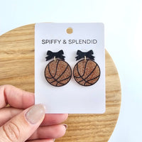 Bow Basketball Earrings-Dribble into game day style with our Game Day Bow Basketball Earrings - Whether you're courtside, couch-side, or just in it for the buzzer-beater drama.