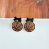 Bow Basketball Earrings-Dribble into game day style with our Game Day Bow Basketball Earrings - Whether you're courtside, couch-side, or just in it for the buzzer-beater drama.