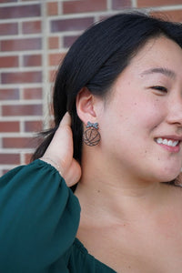 Bow Basketball Earrings-Dribble into game day style with our Game Day Bow Basketball Earrings - Whether you're courtside, couch-side, or just in it for the buzzer-beater drama.