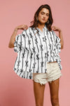 Bow Ribbon Woven Printed Button Down Shirt-Reef Love