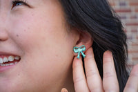 Bow Stud Earrings- Green Shimmer