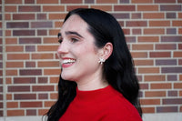 Bow Stud Earrings - White Shimmer