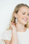 Shop Bride Earrings-Celebrate the bride-to-be with lightweight acrylic Bride earrings featuring zircon studs and gold-plated brass. Perfect for showers, photos, and parties.-available at Reef Love online boho-chic boutique