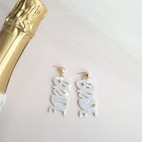 Shop Bride Earrings-Celebrate the bride-to-be with lightweight acrylic Bride earrings featuring zircon studs and gold-plated brass. Perfect for showers, photos, and parties.-available at Reef Love online boho-chic boutique
