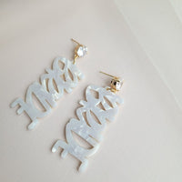 Shop Bride Earrings-Celebrate the bride-to-be with lightweight acrylic Bride earrings featuring zircon studs and gold-plated brass. Perfect for showers, photos, and parties.-available at Reef Love online boho-chic boutique