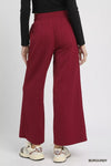 Burgundy Cable Knit Textured Wide Leg Lounge Pants