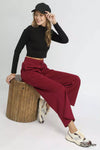 Burgundy Cable Knit Textured Wide Leg Lounge Pants