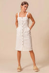 Button Down Pocket Front Pinafore Dress-The Button Down Pocket Front Pinafore Dress is a stylish and versatile piece for your wardrobe. With a button-down front and pocket detailing, this pinafore dress is classic.-Reef Love Boho-Chic Boutique