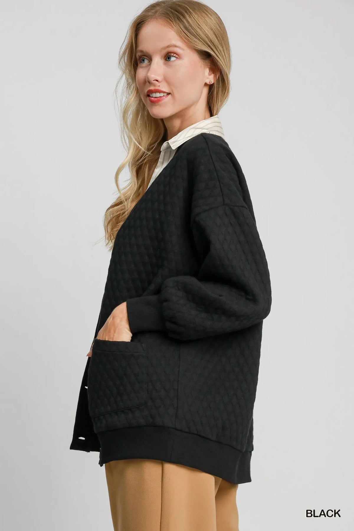 Button-Up Jacquard Cardigan