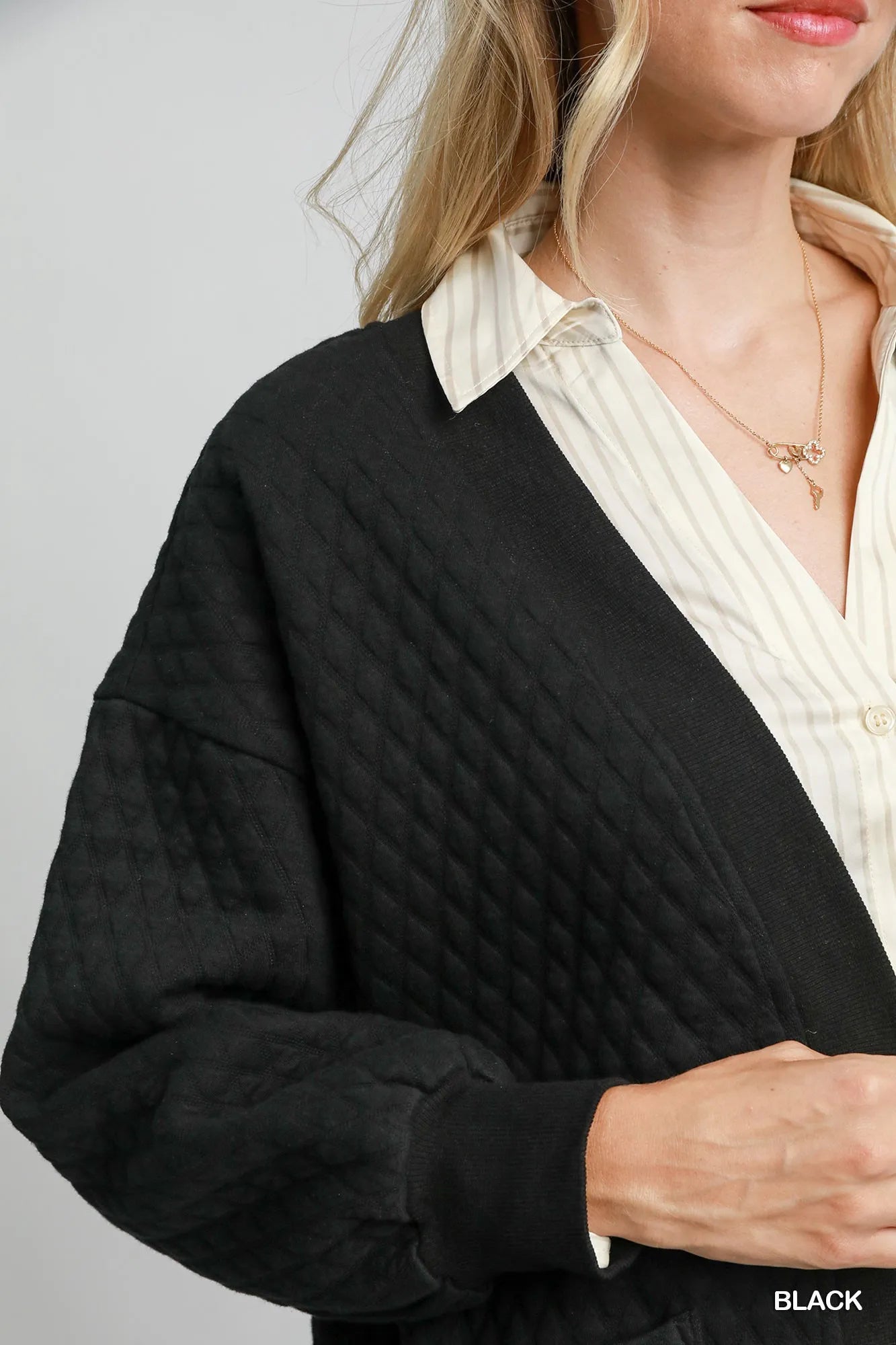 Button-Up Jacquard Cardigan