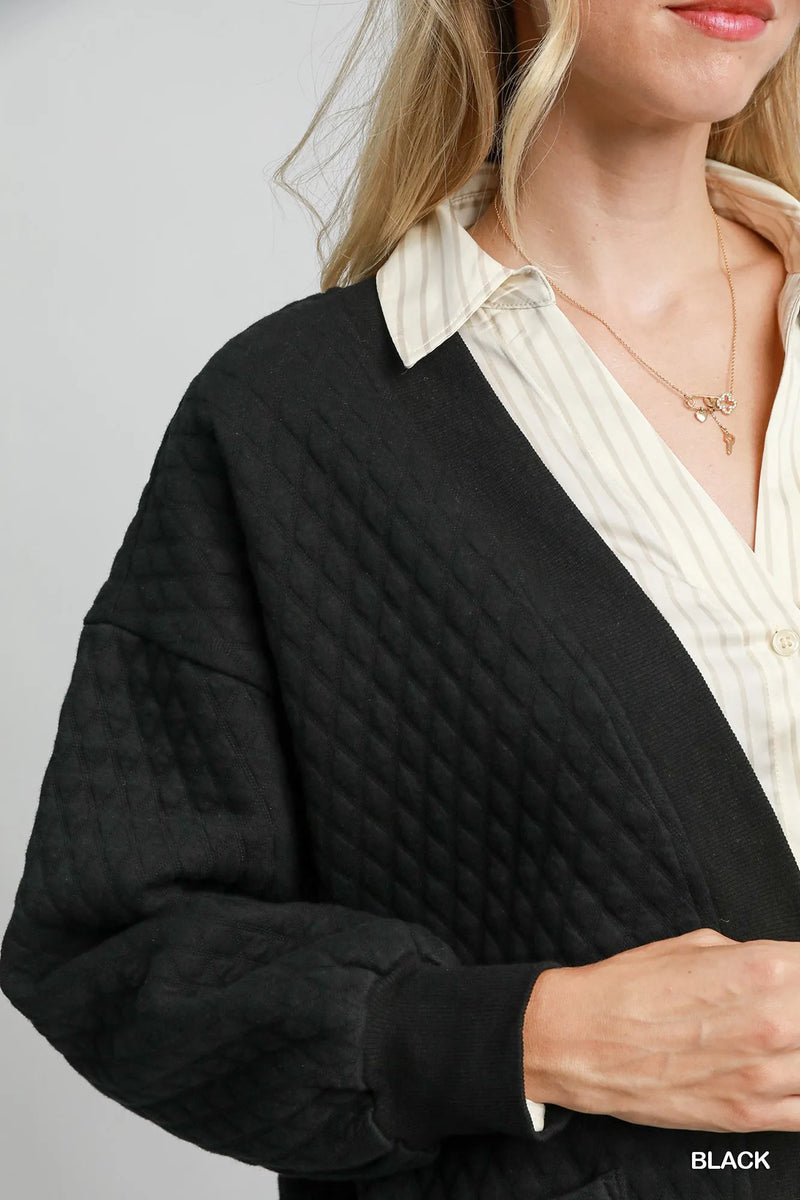 Button-Up Jacquard Cardigan