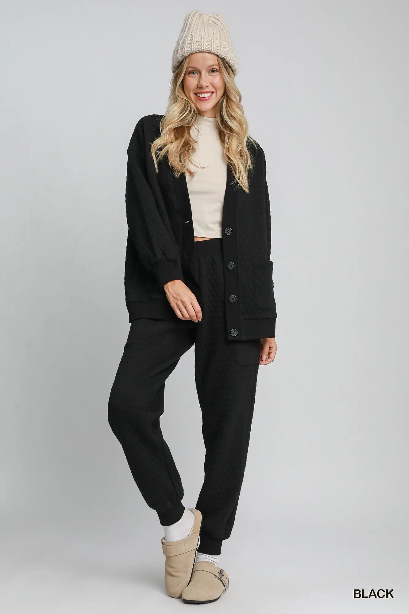 Button-Up Jacquard Cardigan