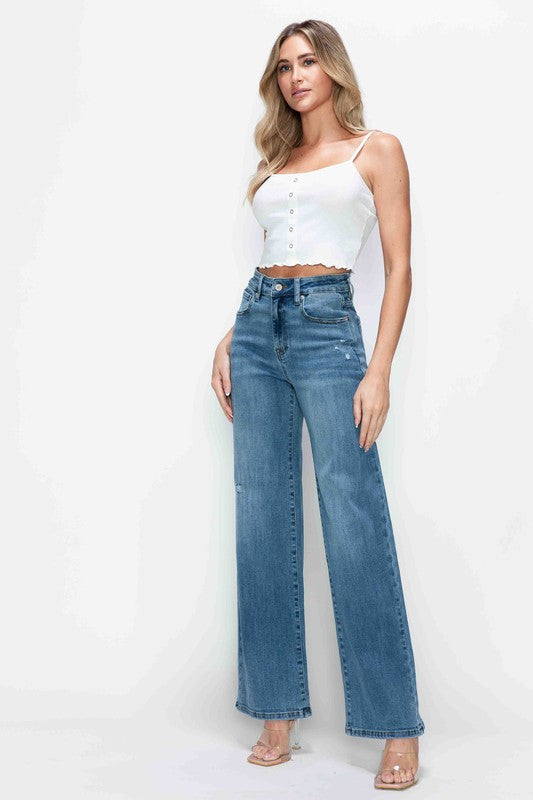 Bytos High Rise Wide Leg Jeans with Pockets - Reef Love