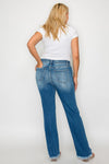 Women's Stretch Raw Hem Distressed Mid Rise Straight Jeans - Plus Sizes - sold by Reef Love