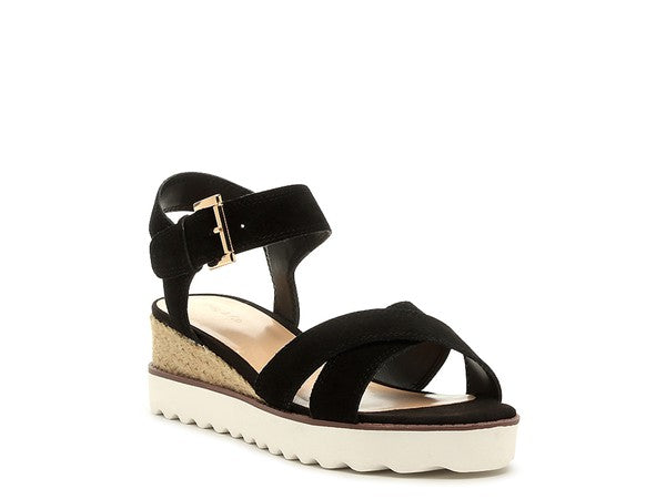CASA Wedge Sandals-CASA wedge sandals with cow suede upper, open toe, and ankle strap. Comfortable, everyday women’s sandals with low wedge heel and chic minimalist style.-Reef Love