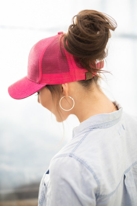 CC Glitter Messy Bun Hat Cap-Reef Love