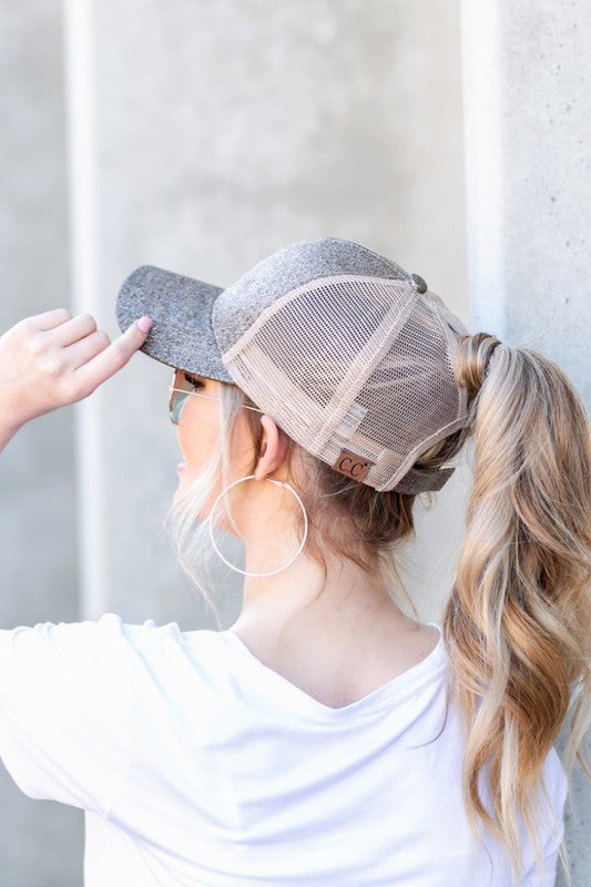 CC Glitter Messy Bun Hat Cap-Reef Love