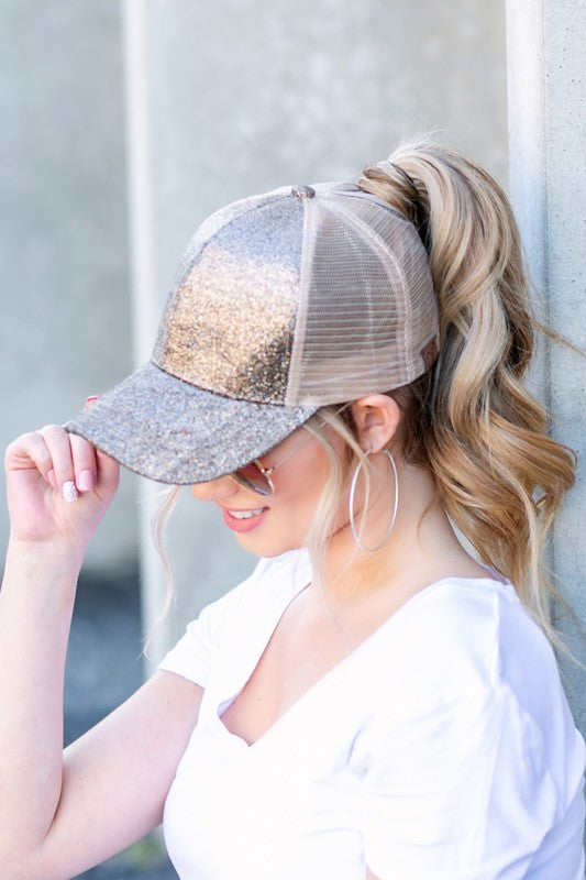 CC Glitter Messy Bun Hat Cap-Reef Love