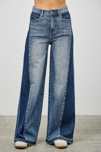 Saige High Rise Release Hem Wide Leg Jeans with Side Contrast-SAIGE DENIM-Reef Love