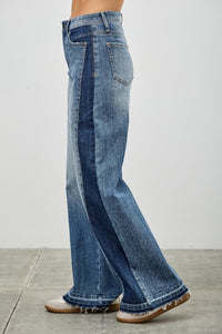 Saige High Rise Release Hem Wide Leg Jeans with Side Contrast-SAIGE DENIM-Reef Love