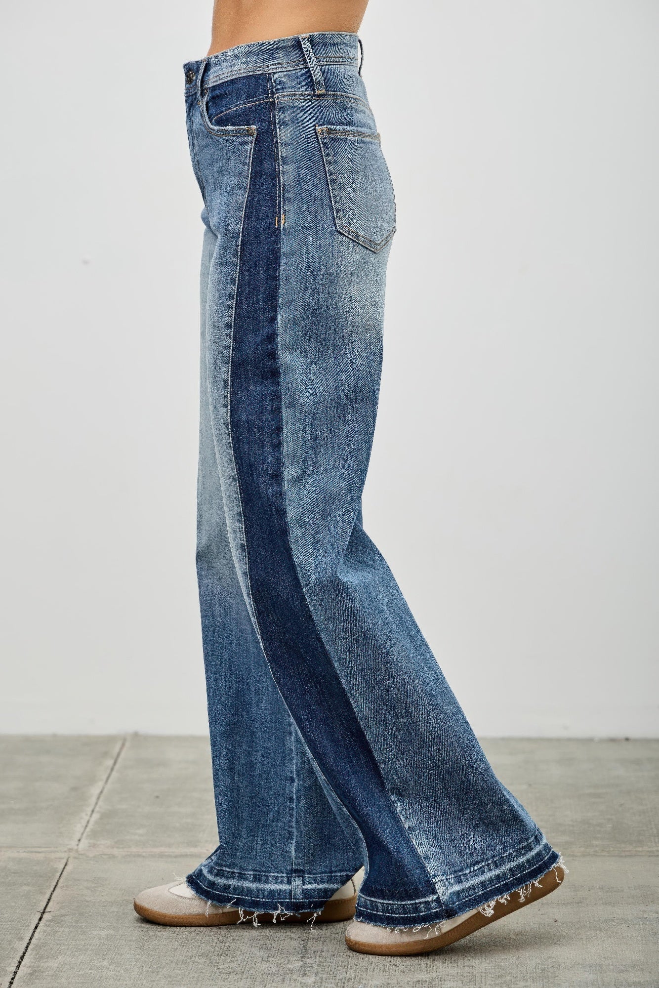 Saige High Rise Release Hem Wide Leg Jeans with Side Contrast-SAIGE DENIM-Reef Love