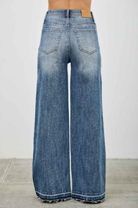 Saige High Rise Release Hem Wide Leg Jeans with Side Contrast-SAIGE DENIM-Reef Love